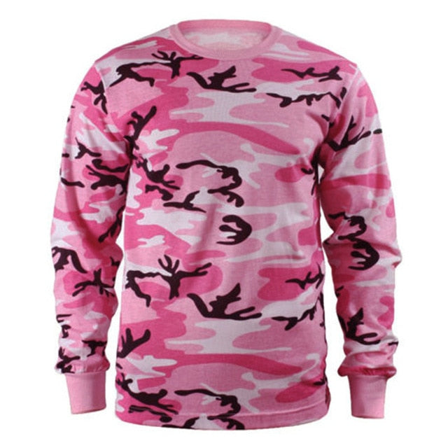 Battleraddle Tactical Multicolor Camouflage Mens Polyester/Spandex Long Sleeve Crew  Neck T Shirt