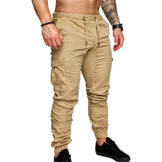 Battleraddl Military Multi Pockets Skinny Pants Men Cargo Pants Joggers Fitness Tactical Waist Khaki Casual Trousers Plus Size 3XL - Battleraddle® LLC