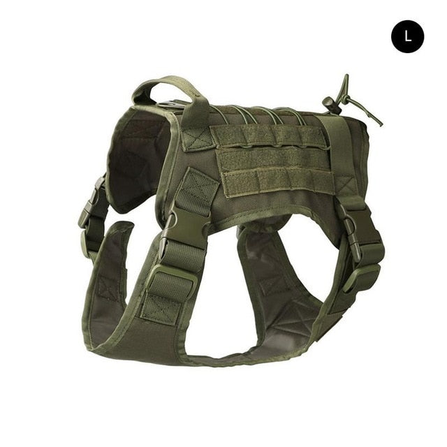 Battleraddle New Tactical Military Dog Adjustable Training Vest Pet Dog Harness 1000D Nylon Waterproof Camouflage