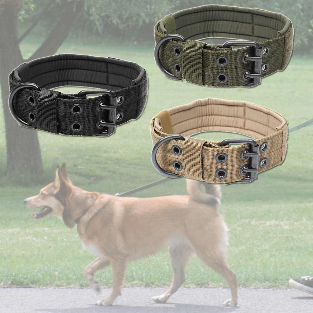 Battleraddle Nylon Tactical Harnesses Leads Military Adjustable Training Dog Pet Collar with Metal D Ring Buckle L Size