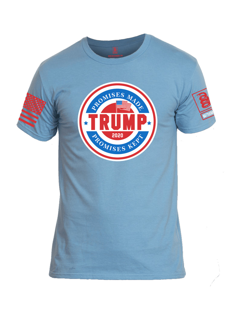 Battleraddle Promises Made Promises Kept Trump 2020 Red Sleeve Print Mens Cotton Crew Neck T Shirt