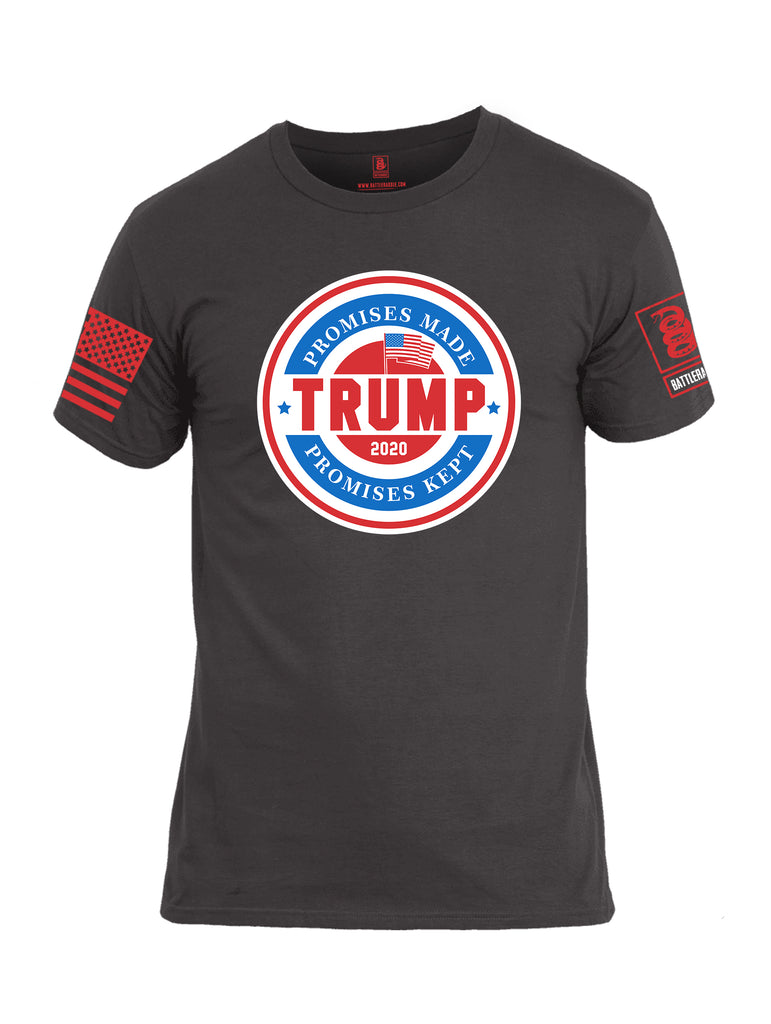 Battleraddle Promises Made Promises Kept Trump 2020 Red Sleeve Print Mens Cotton Crew Neck T Shirt