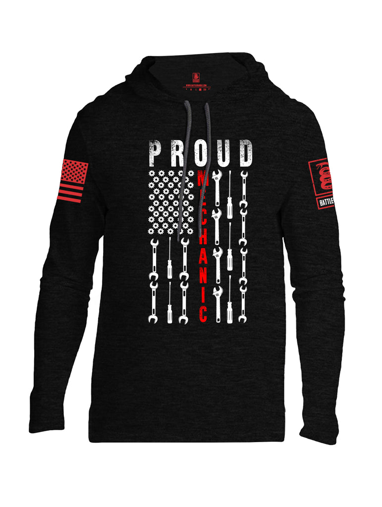 Battleraddle Proud Mechanic Red Sleeve Print Mens Thin Cotton Lightweight Hoodie