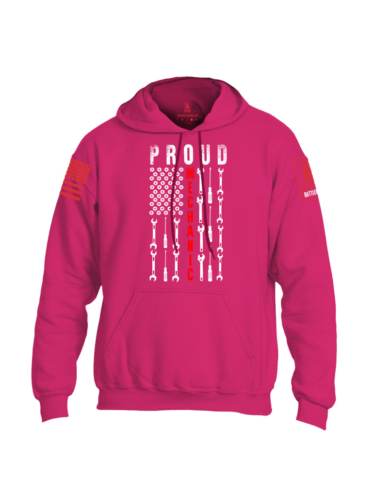 Battleraddle Proud Mechanic Red Sleeve Print Mens Blended Hoodie With Pockets