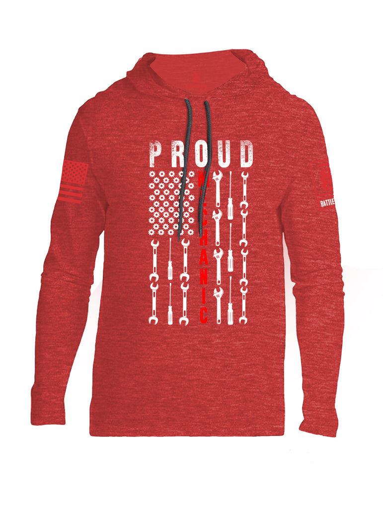 Battleraddle Proud Mechanic Red Sleeve Print Mens Thin Cotton Lightweight Hoodie