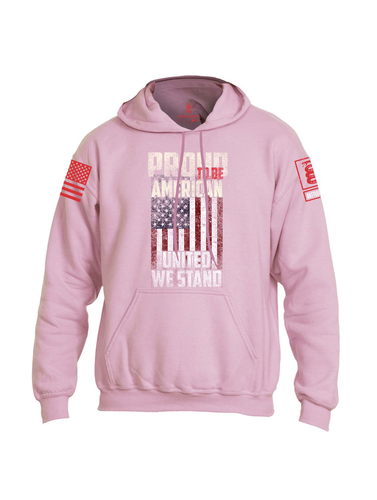 Battleraddle Proud To Be American United We Stand Red Sleeve Print Mens Blended Hoodie With Pockets