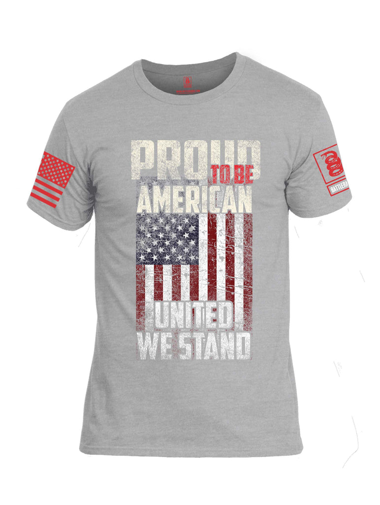 Battleraddle Proud To Be American United We Stand Red Sleeve Print Mens Cotton Crew Neck T Shirt