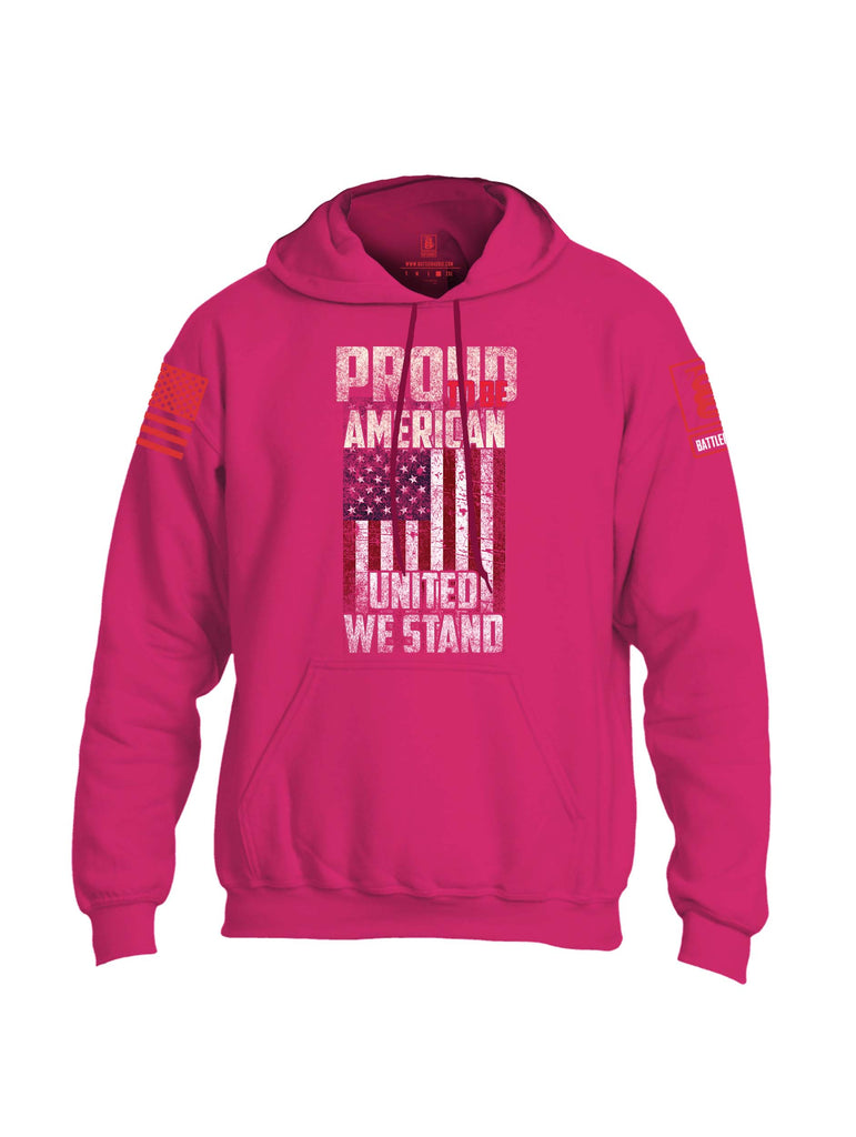 Battleraddle Proud To Be American United We Stand Red Sleeve Print Mens Blended Hoodie With Pockets