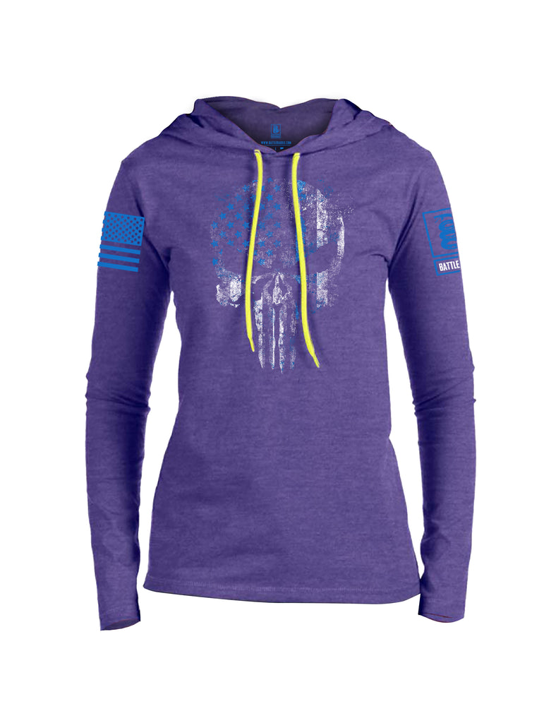 Battleraddle Expounder Thin Blue Line Blue Sleeve Print Womens Thin Cotton Lightweight Hoodie