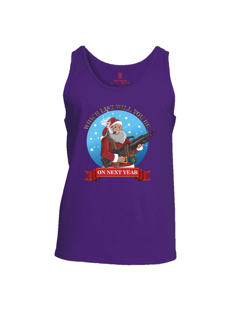 Battleraddle Which List Will You Be On Next Year Christmas Holiday Ugly Mens Cotton Tank Top