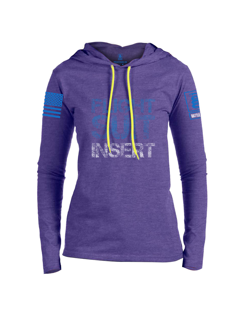 Battleraddle Flight Suit Insert Blue Sleeve Print Womens Thin Cotton Lightweight Hoodie