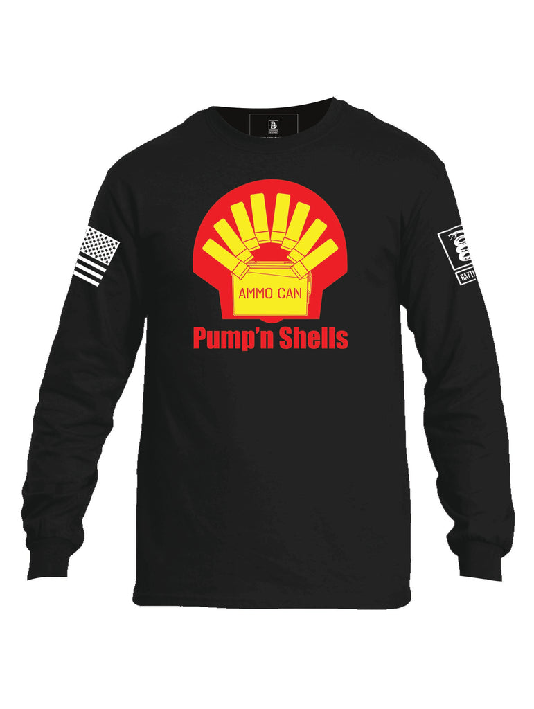 Battleraddle Ammo Can Pump'n Shells Mens Cotton Long Sleeve Crew Neck T Shirt - Battleraddle® LLC