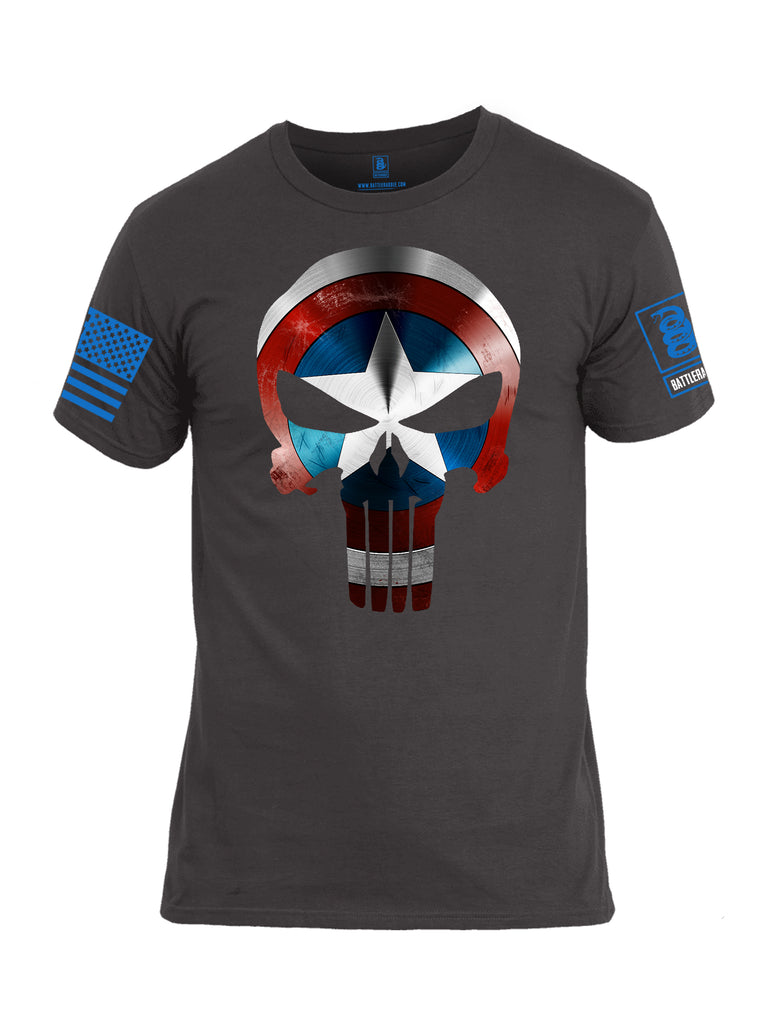 Battleraddle Mr Expounder Shield Captain Blue Sleeve Print Mens Cotton Crew Neck T Shirt