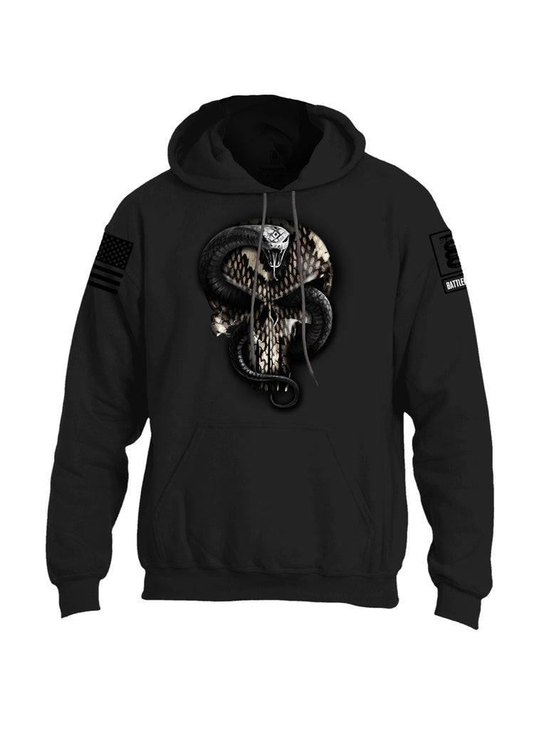 Battleraddle Punisher Don't Tread Commander Snake Skull Black Sleeve Print Mens Blended Hoodie With Pockets