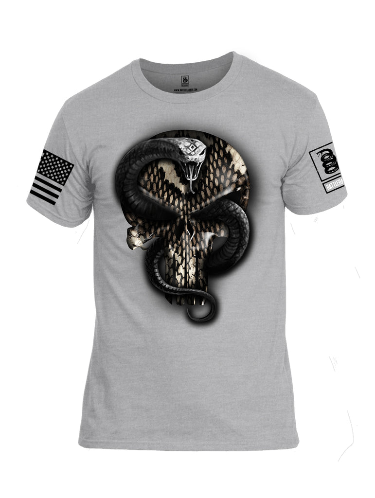 Battleraddle Punisher Don't Tread Commander Snake Skull Black Sleeve Print Mens Cotton Crew Neck T Shirt