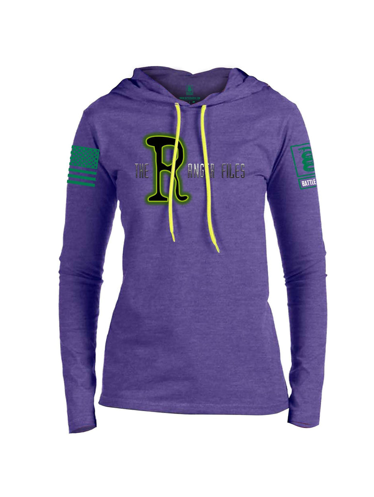 Battleraddle The Ranger Files Green Sleeve Print Womens Thin Cotton Lightweight Hoodie shirt|custom|veterans|Apparel-Womens Hoodie-Cotton