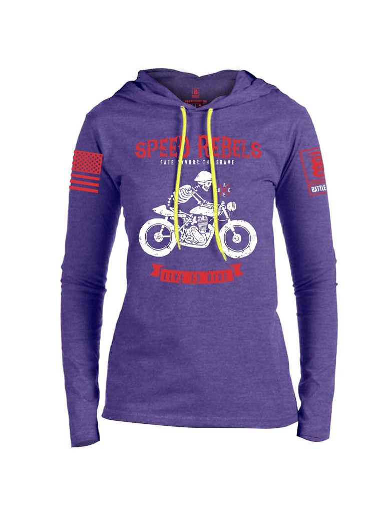 Battleraddle Speed Rebels Red Sleeve Print Womens Thin Cotton Lightweight Hoodie shirt|custom|veterans|Apparel-Womens Hoodie-Cotton