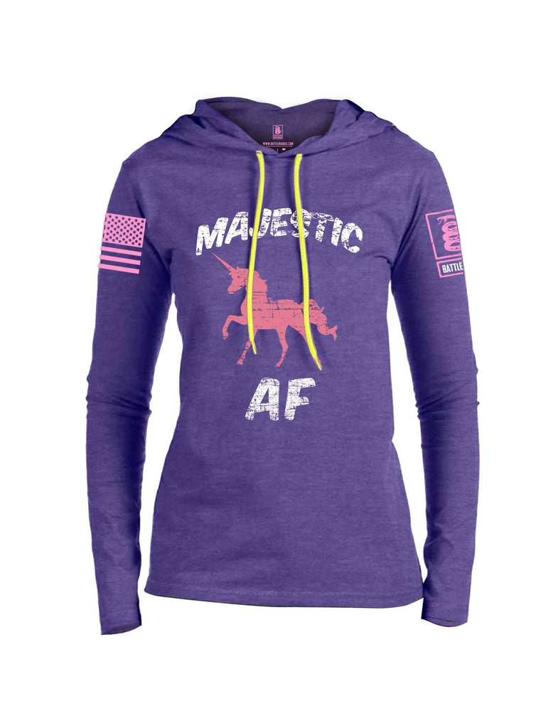 Battleraddle Majestic AF Pink Sleeve Print Womens Thin Cotton Lightweight Hoodie shirt|custom|veterans|Apparel-Womens Hoodie-Cotton