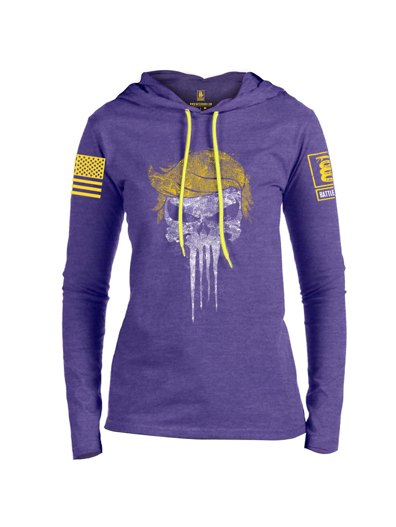 Battleraddle Mr. President Expounder Yellow Sleeve Print Womens Thin Cotton Lightweight Hoodie