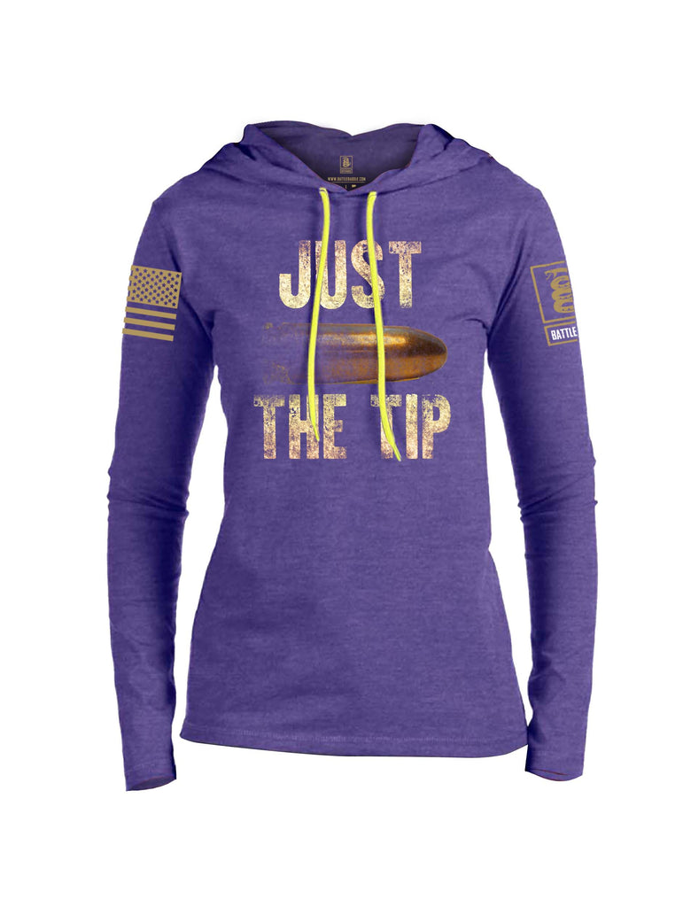 Battleraddle Just The Tip Big Bullet Brass Sleeve Print Womens Thin Cotton Lightweight Hoodie