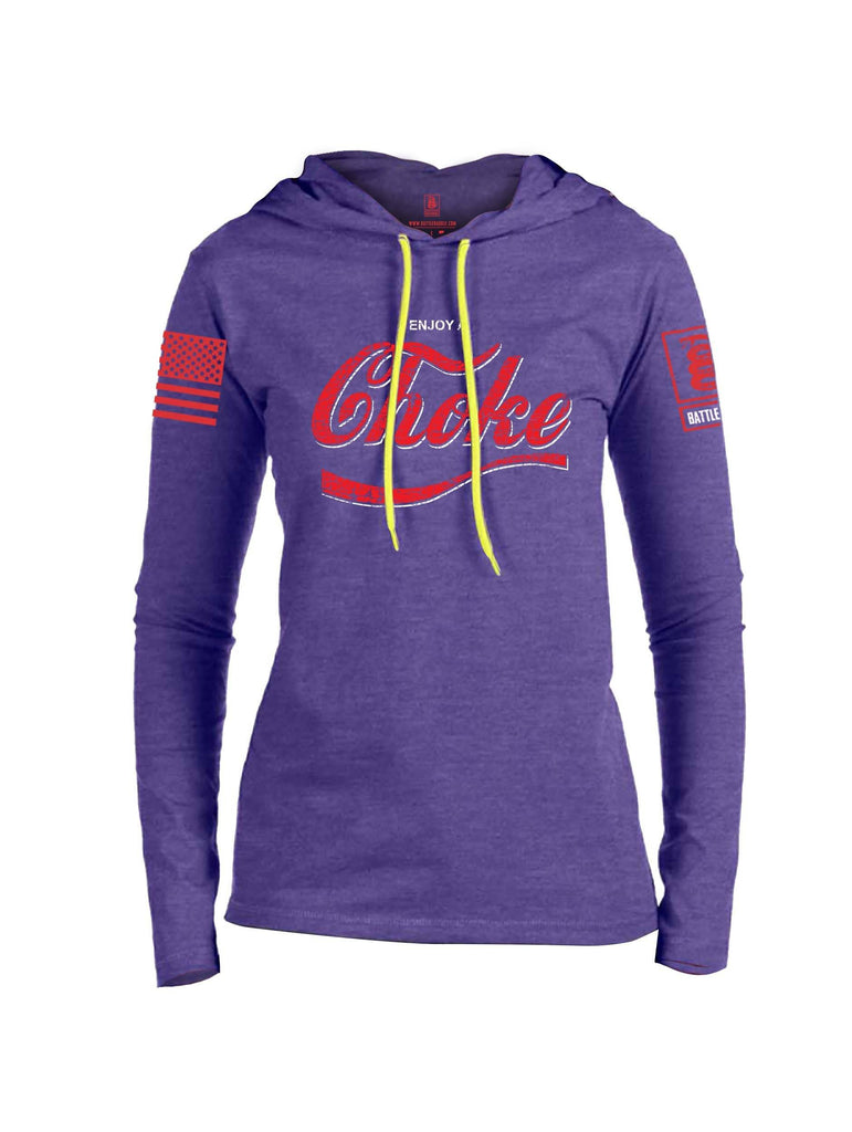 Battleraddle Enjoy A Choke Red Sleeve Print Womens Thin Cotton Lightweight Hoodie shirt|custom|veterans|Apparel-Womens Hoodie-Cotton