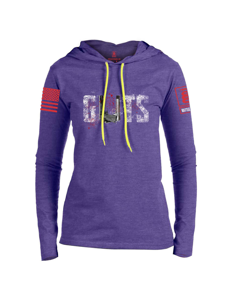 Battleraddle Guts Red Sleeve Print Womens Thin Cotton Lightweight Hoodie shirt|custom|veterans|Apparel-Womens Hoodie-Cotton