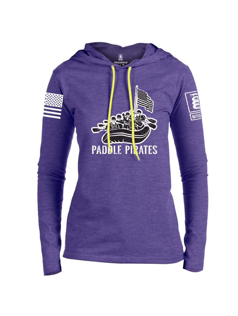 Battleraddle Paddle Pirates White Sleeve Print Womens Thin Cotton Lightweight Hoodie