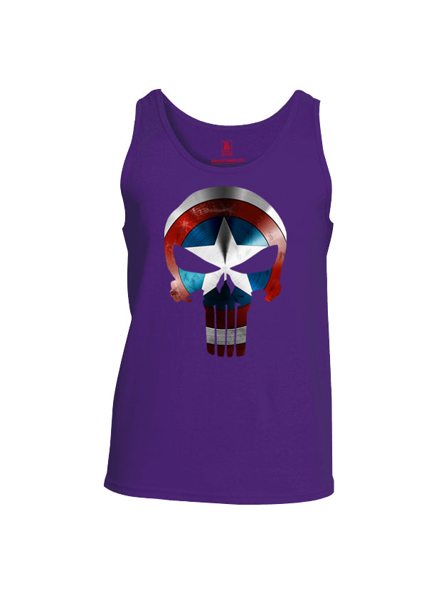 Battleraddle Captain Punisher America Shield Skull V1 Mens Cotton Tank Top - Battleraddle® LLC