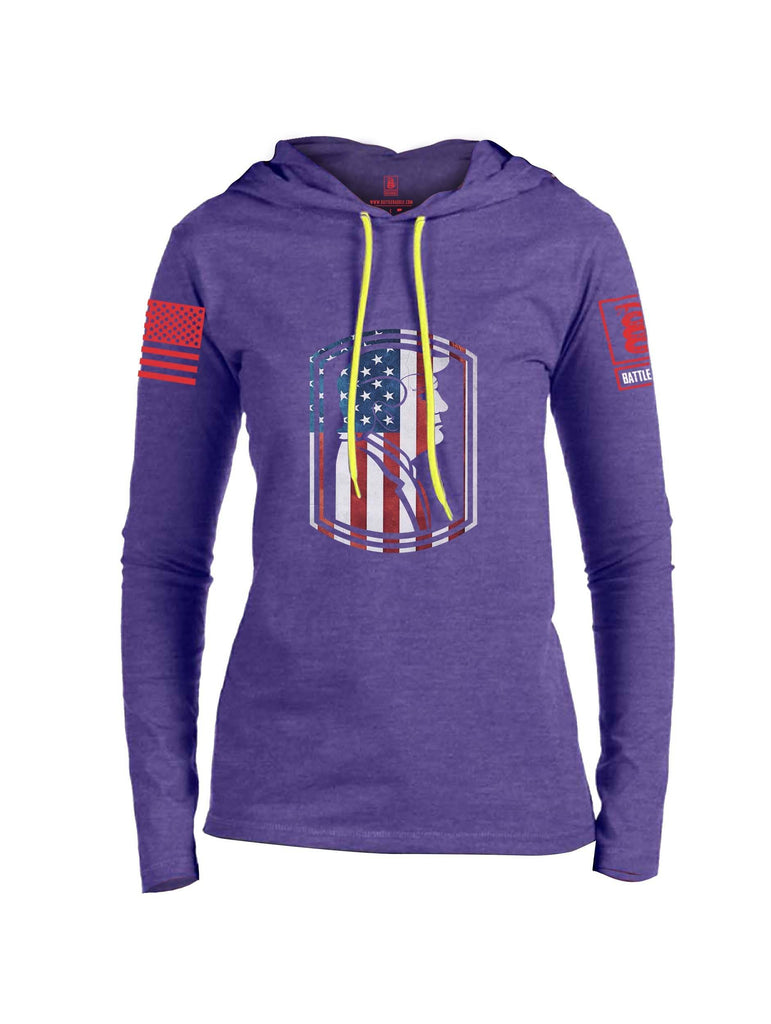 Battleraddle Trump Army USA Flag Red Sleeve Print Womens Thin Cotton Lightweight Hoodie shirt|custom|veterans|Apparel-Womens Hoodie-Cotton