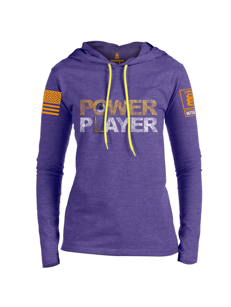 Battleraddle Power Player Orange Sleeve Print Womens Thin Cotton Lightweight Hoodie