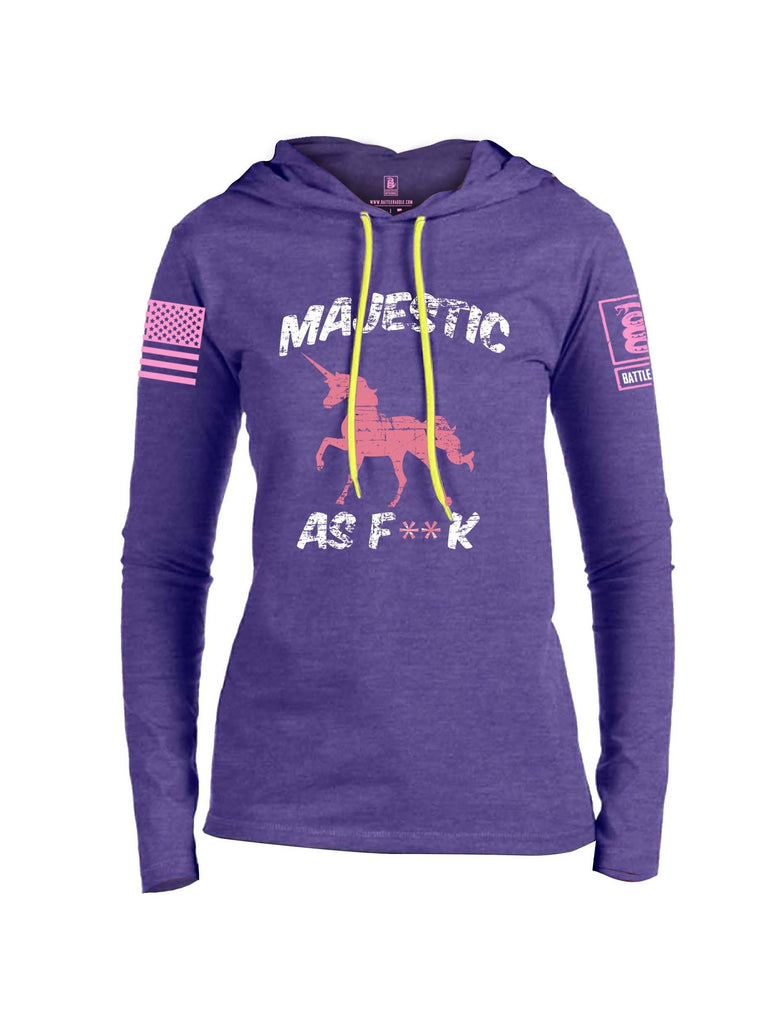 Battleraddle Majestic As F**k Pink Sleeve Print Womens Thin Cotton Lightweight Hoodie shirt|custom|veterans|Apparel-Womens Hoodie-Cotton