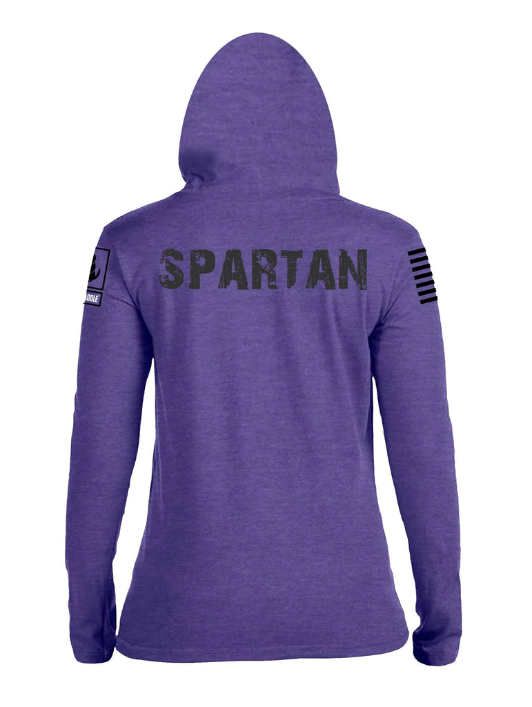 Battleraddle Vintage Spartan Black Sleeve Print Womens Thin Cotton Lightweight Hoodie shirt|custom|veterans|Apparel-Womens Hoodie-Cotton