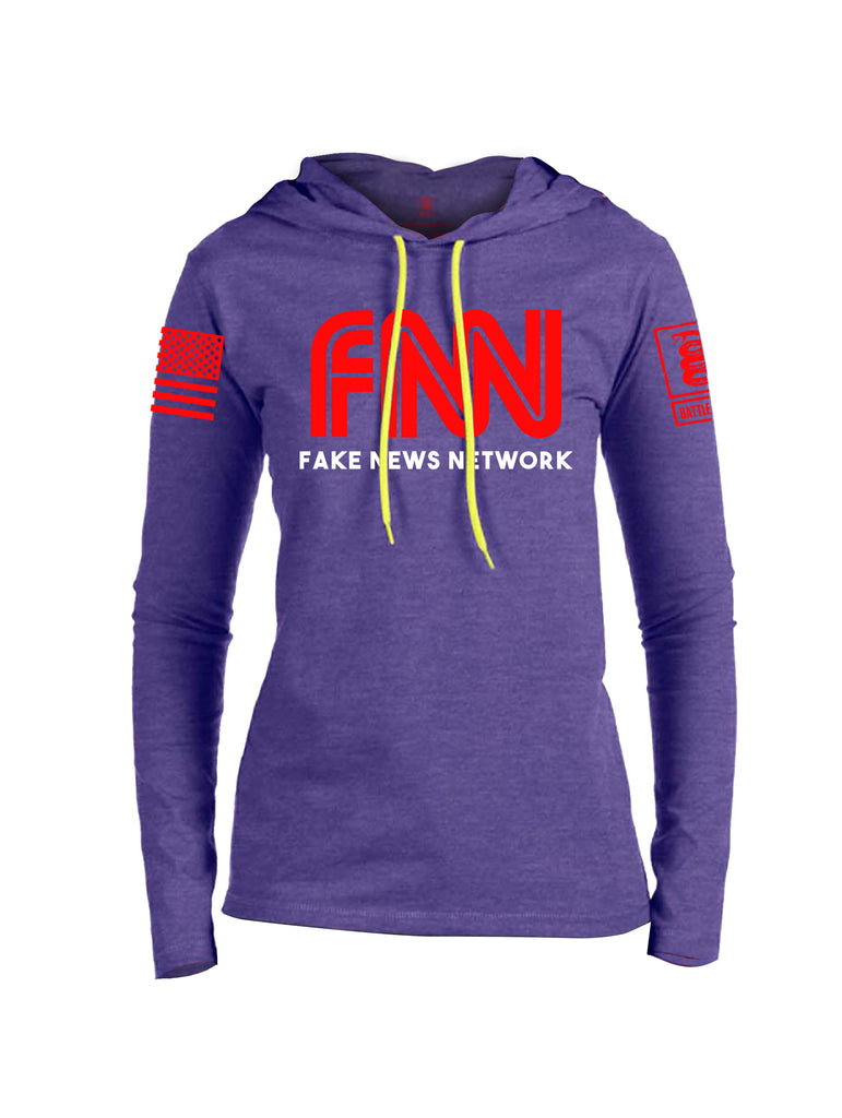 Battleraddle FNN Fake News Network Red Sleeve Print Womens Thin Cotton Lightweight Hoodie