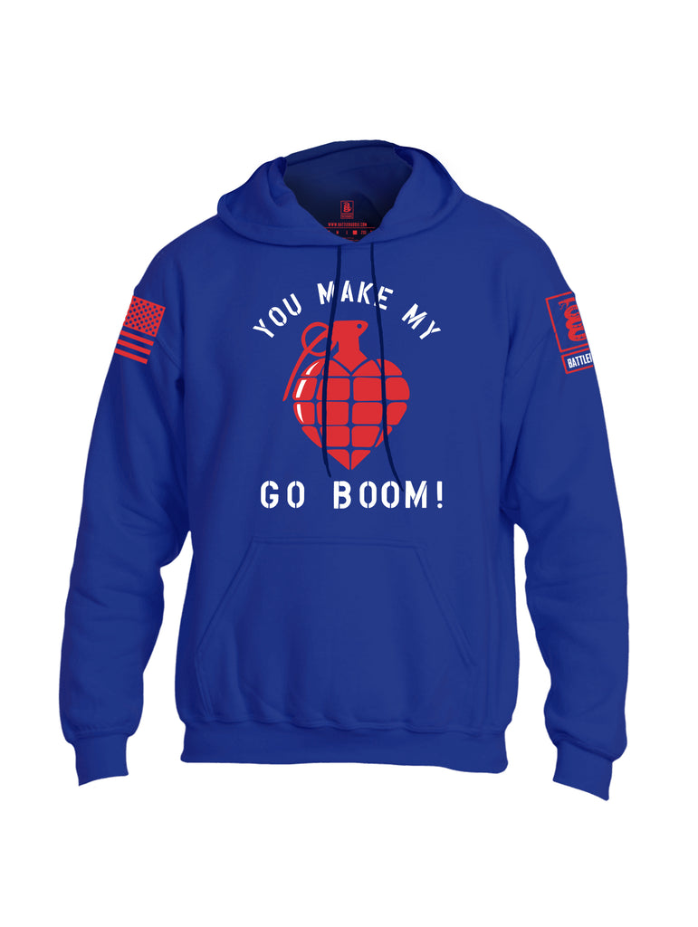 Battleraddle You Make My Heart Go Boom Red Sleeve Print Mens Blended Hoodie With Pockets