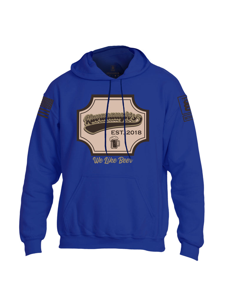 Battleraddle Kavanaugh's Est. 2018 We Like Beer Dark Brown Sleeve Print Mens Blended Hoodie With Pockets