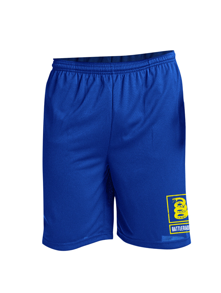 Battleraddle Snake Logo Yellow Leg Print 100% Battlefit Polyester Mens Elastic Waistband Shorts With Pockets
