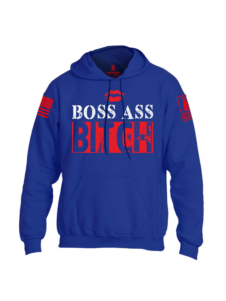 Battleraddle Boss Ass Bitch Red Sleeve Print Mens Cotton Pullover Hoodie With Pockets - Battleraddle® LLC