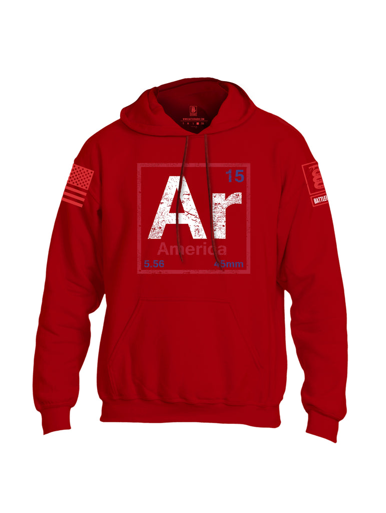 Battleraddle AR America V2 Red Sleeve Print Mens Blended Hoodie With Pockets
