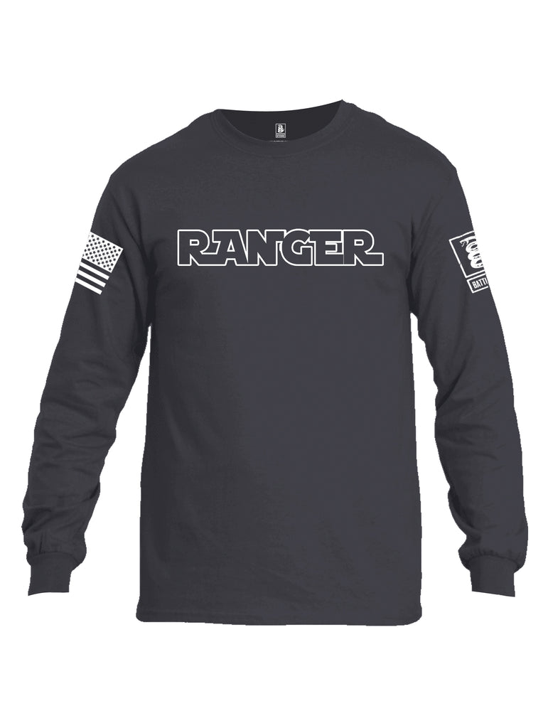 Battleraddle Ranger White Sleeve Print Mens Cotton Long Sleeve Crew Neck T Shirt