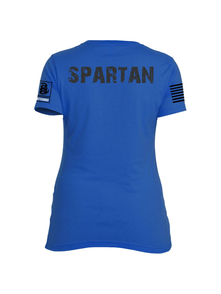 Battleraddle Vintage Spartan Black Sleeve Print Womens Cotton Crew Neck T Shirt shirt|custom|veterans|Apparel-Womens T Shirt-cotton