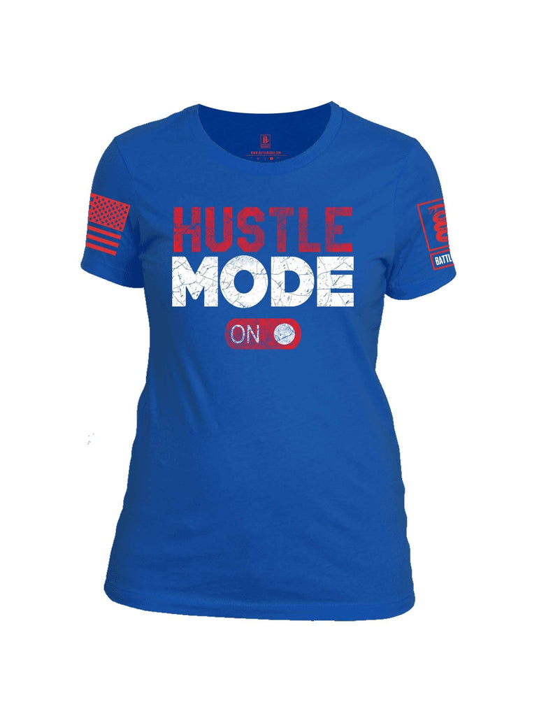 Battleraddle Hustle Mode On Red Sleeve Print Womens Cotton Crew Neck T Shirt shirt|custom|veterans|Apparel-Womens T Shirt-cotton