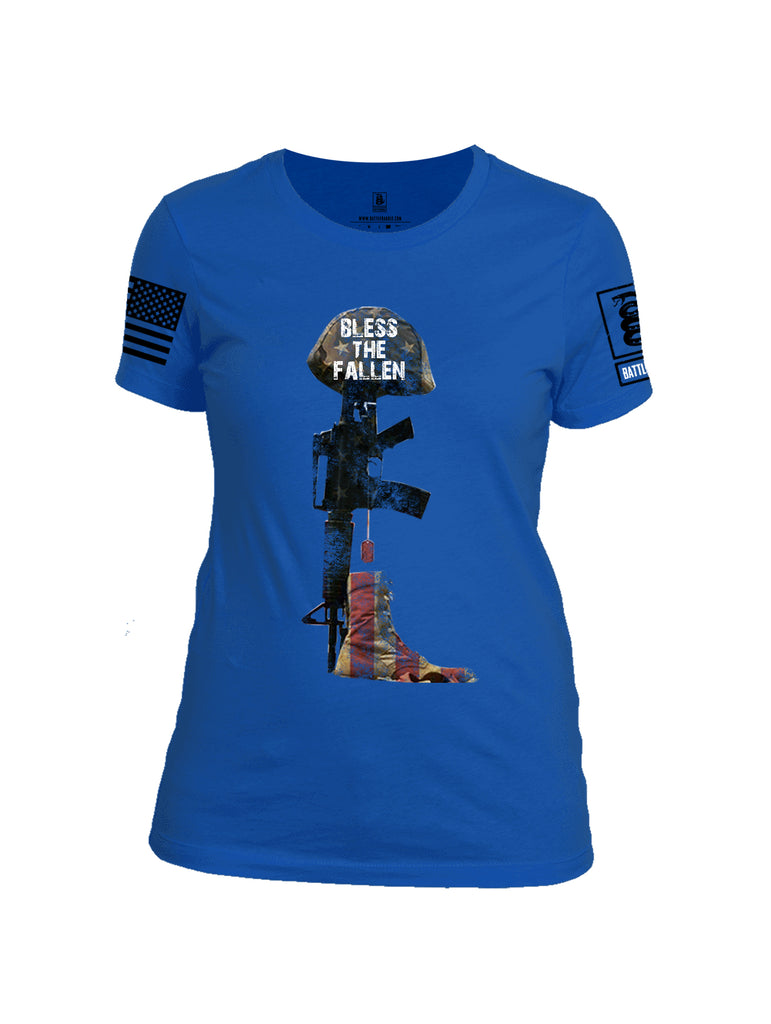Battleraddle Bless The Fallen Black Sleeve Print Womens Cotton Crew Neck T Shirt