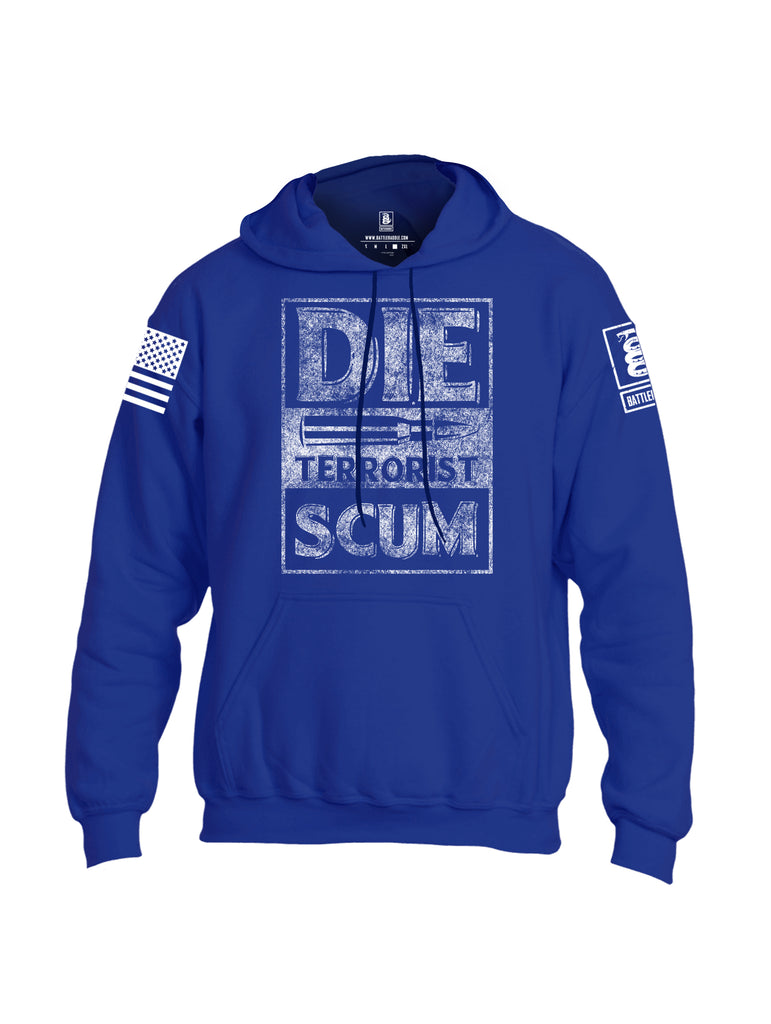 Battleraddle Die Terrorist Scum White Sleeve Print Mens Blended Hoodie With Pockets