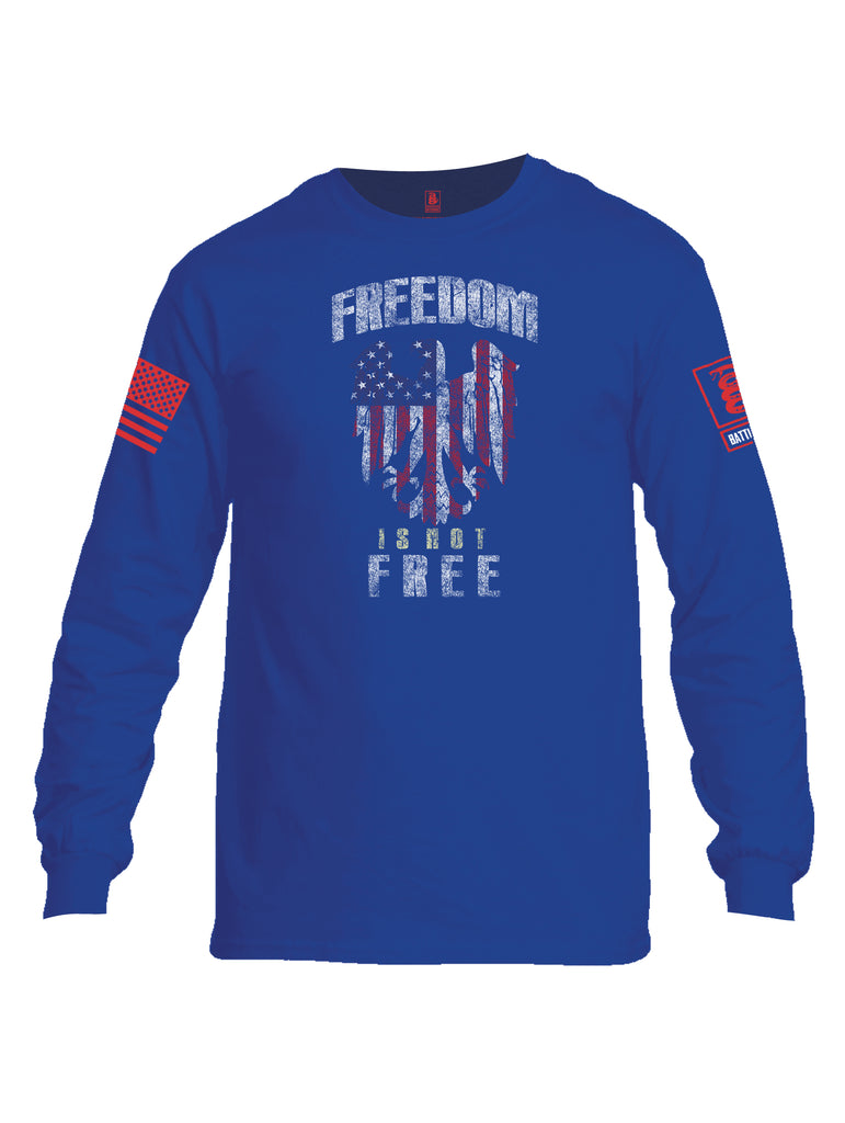 Battleraddle Freedom Is Not Free Red Sleeve Print Mens Cotton Long Sleeve Crew Neck T Shirt