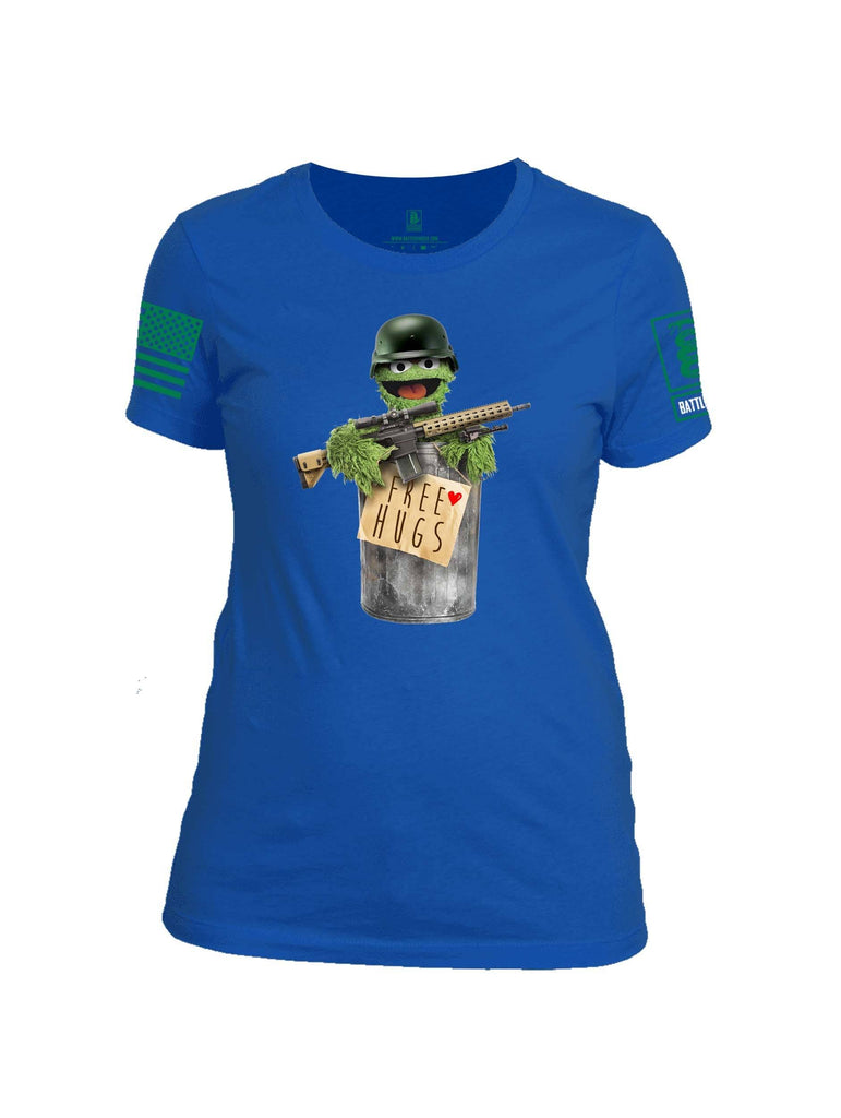Battleraddle Grouchy Free Hugs Green Sleeve Print Womens Cotton Crew Neck T Shirt shirt|custom|veterans|Apparel-Womens T Shirt-cotton