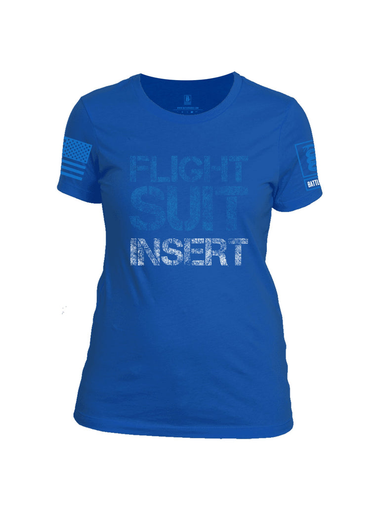 Battleraddle Flight Suit Insert Blue Sleeve Print Womens Cotton Crew Neck T Shirt