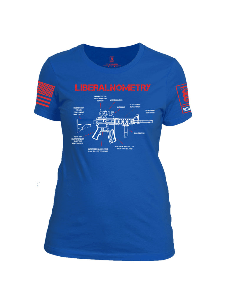 Battleraddle Liberalnometry V2 Red Sleeve Print Womens Cotton Crew Neck T Shirt