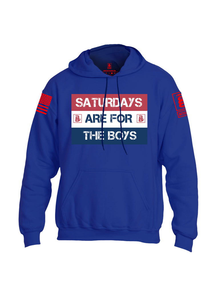 Battleraddle Saturdays Are For The Boys Red Sleeve Print Mens Blended Hoodie With Pockets