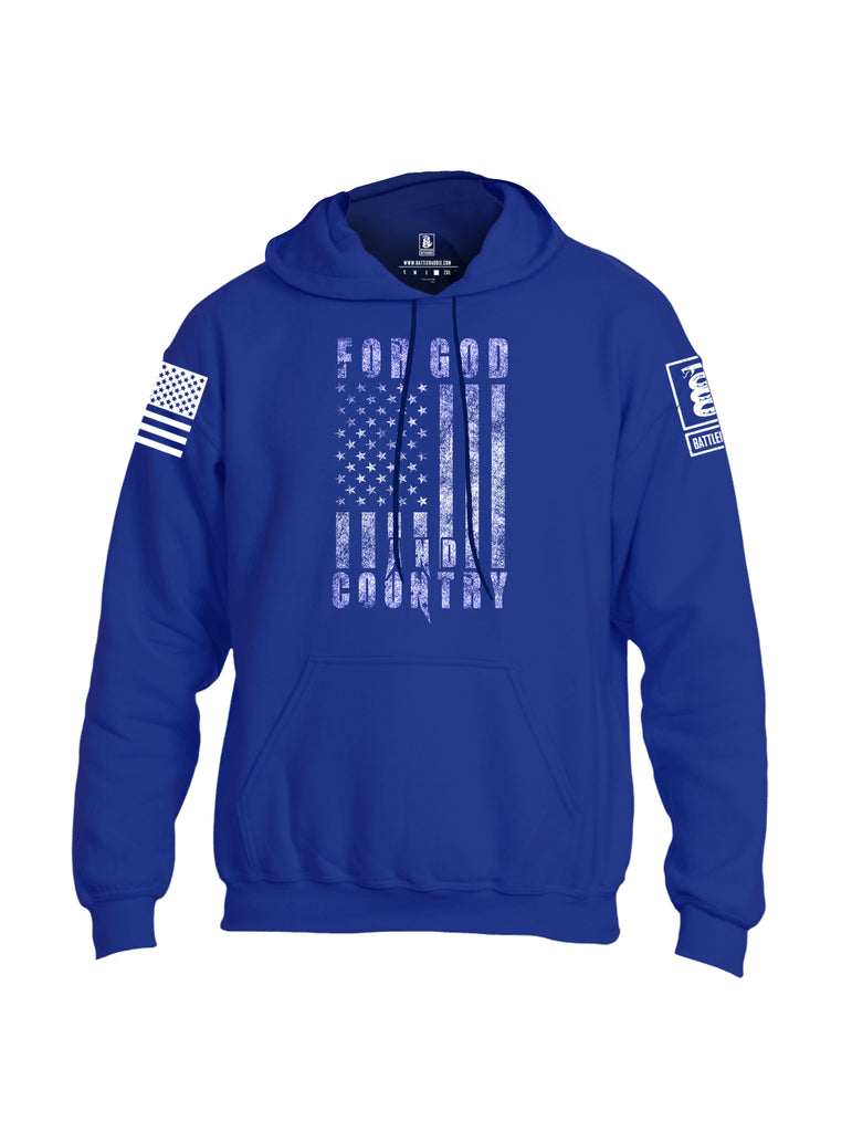 Battleraddle For God And Country White Sleeve Print Mens Blended Hoodie With Pockets