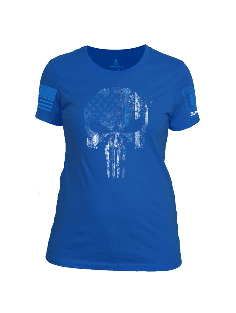 Battleraddle Expounder Thin Blue Line Blue Sleeve PrintWomens Cotton Crew Neck T Shirt